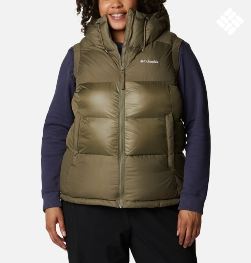 Women's Columbia Pike Lake II Insulated Vests Olive | Plus Size CA-QL361